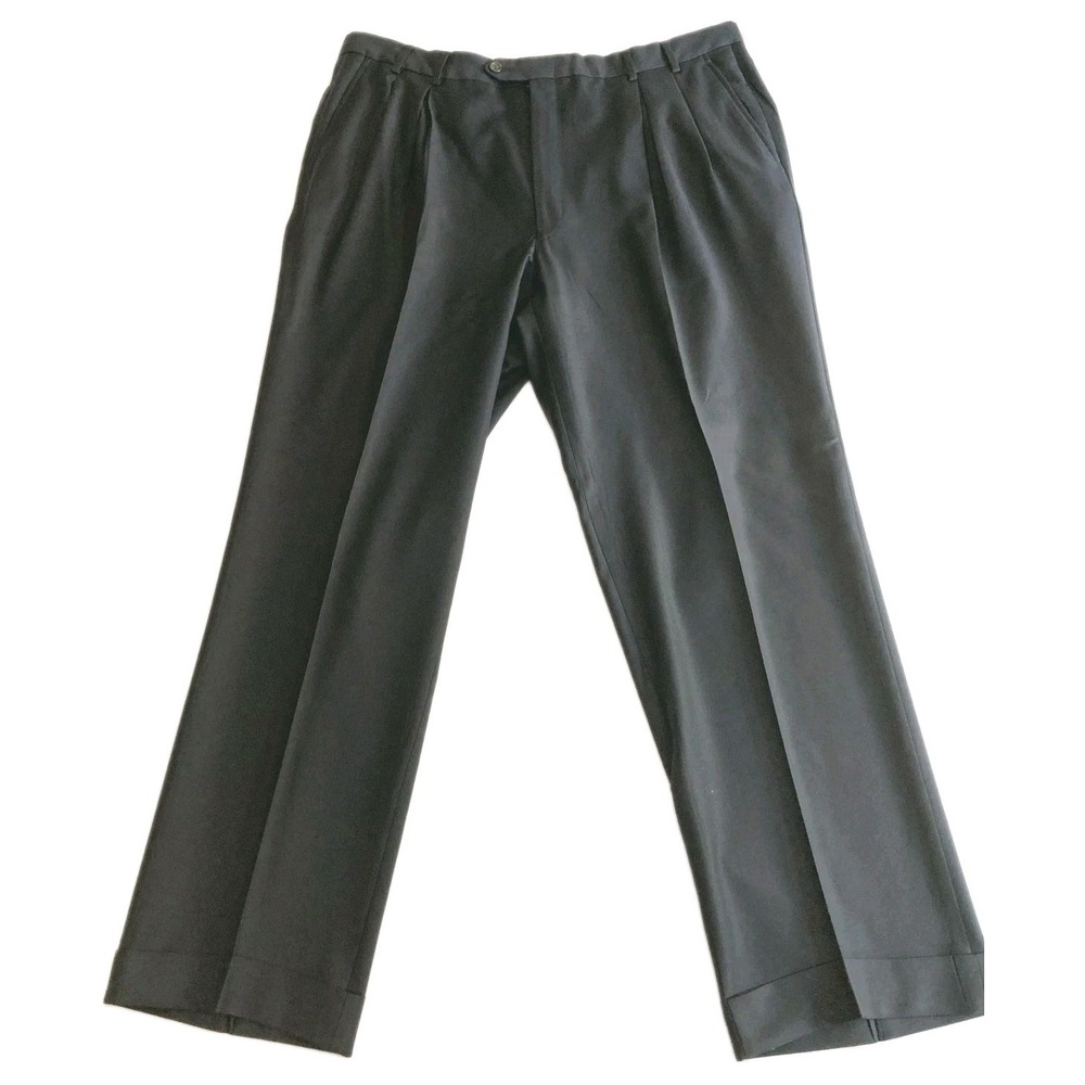 Pal Zileri Dress Pants Men 40x31 Black Wool Pleated Cuffed Classic Fit Italy
